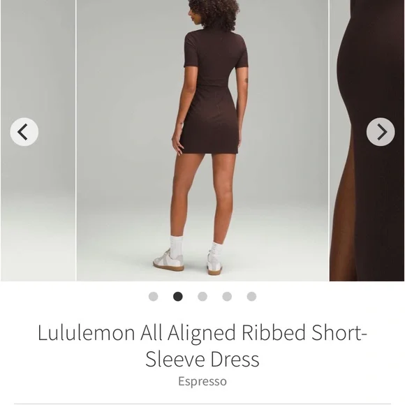 Lululemon All Aligned Ribbed Short-Sleeve Dress Espresso Sz 6 - Picture 2 of 9